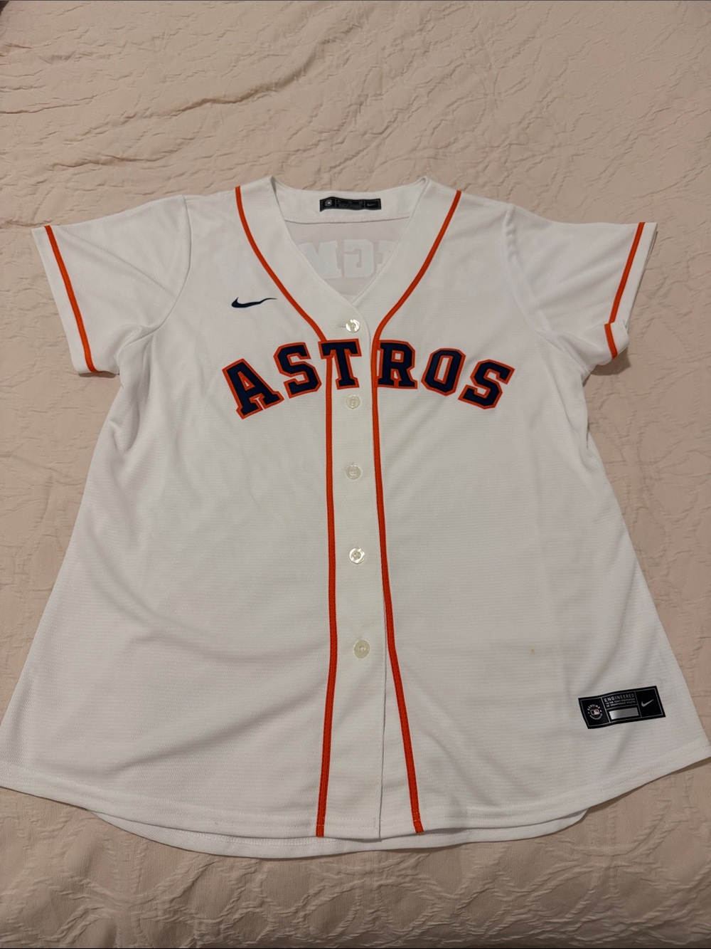 Nike White Astros Bregman Button-Front Jersey with Orange Trim